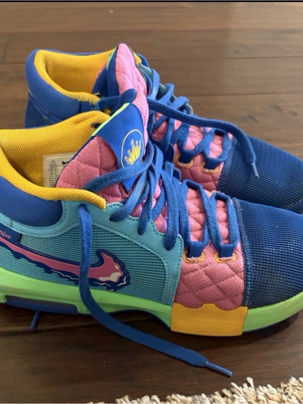 Nike Blue Athletic Shoes with Yellow and Neon Green Accents